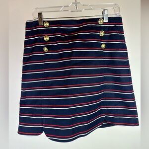 TommyHilfigure Navy Striped Button-Accent Skirt
